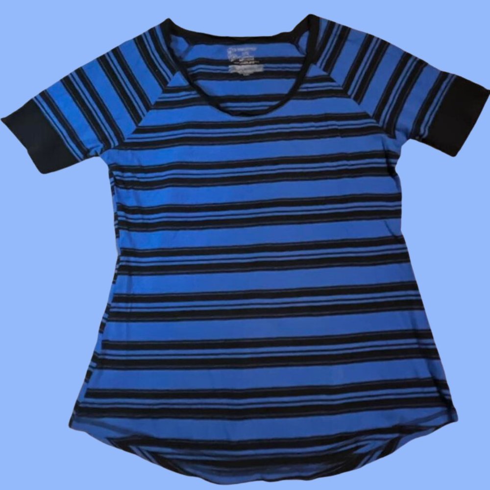 No Boundaries, Women's Stripes, Short sleeve, Blue and Black, Size XL